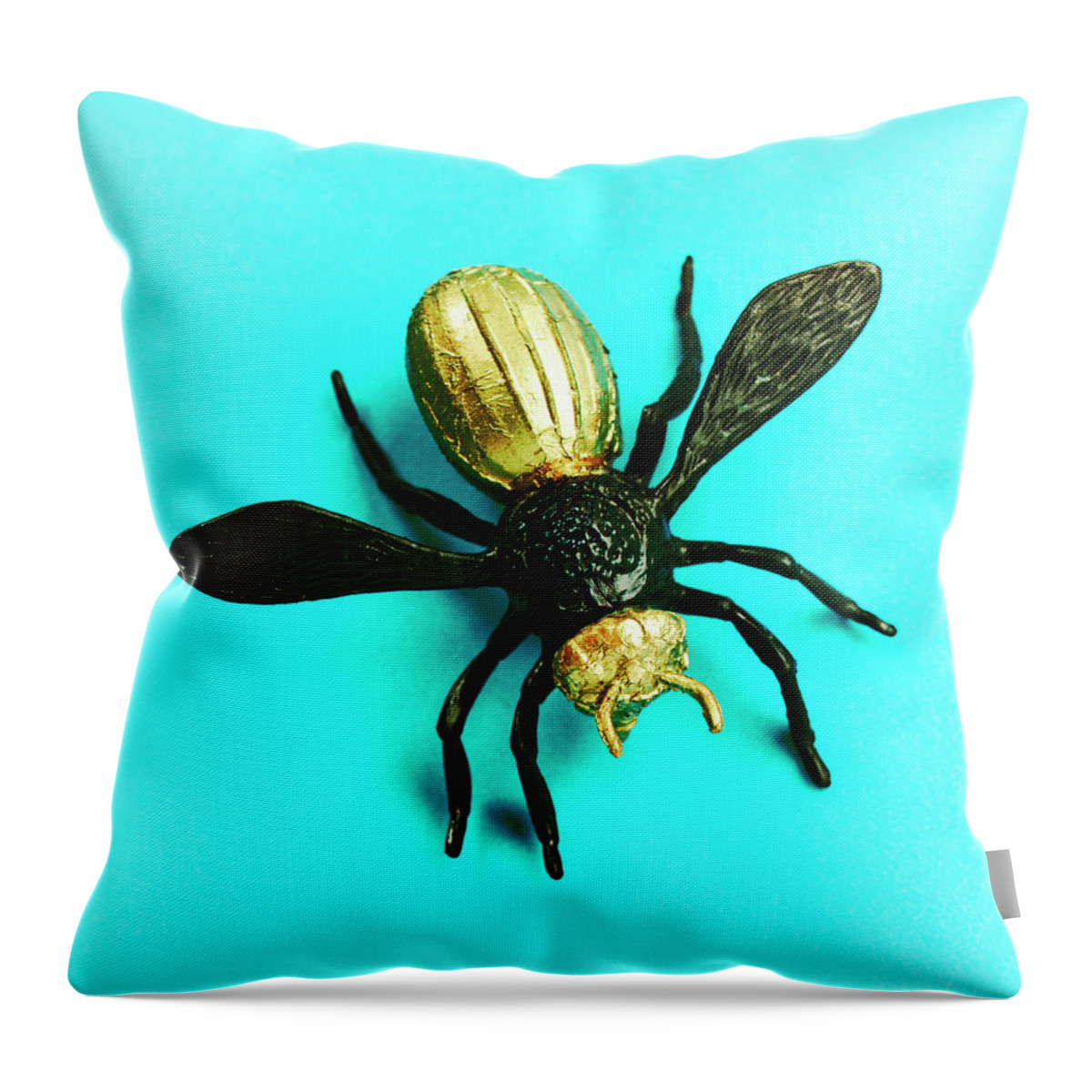 Animal Throw Pillow featuring the drawing Gold and Black Fly by CSA Images