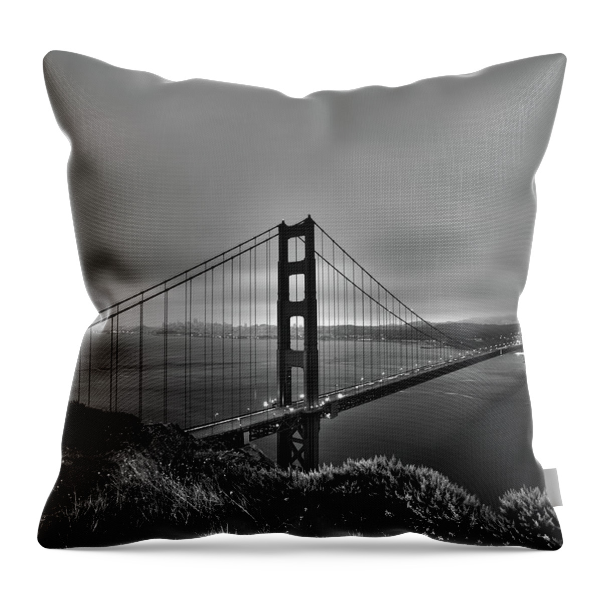 San Francisco Throw Pillow featuring the photograph Golden Gate Bridge At Dawn by Markchentx