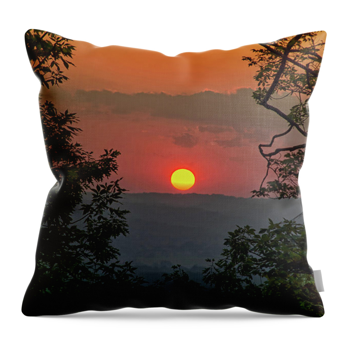 Sunset Throw Pillow featuring the photograph Golden Glow Sunset Landscape by Christina Rollo