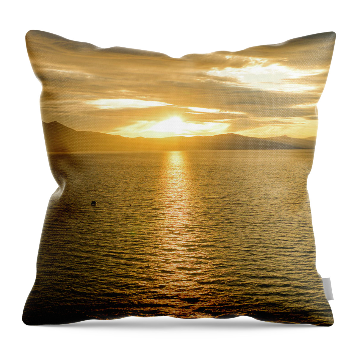 Lake Tahoe Throw Pillow featuring the photograph Golden Hour Lake Tahoe by Anthony Giammarino