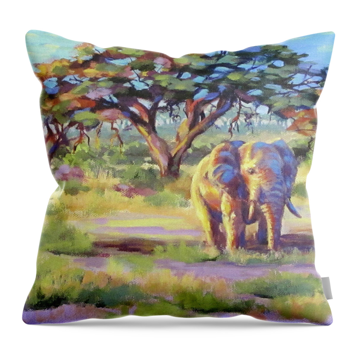 Africa Throw Pillow featuring the painting Golden by Karen Ilari