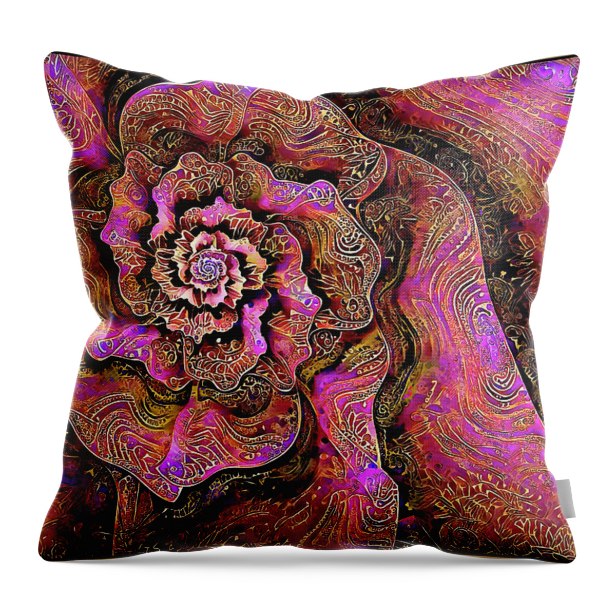 Golden Rose Throw Pillow featuring the digital art Golden Rose by Missy Gainer
