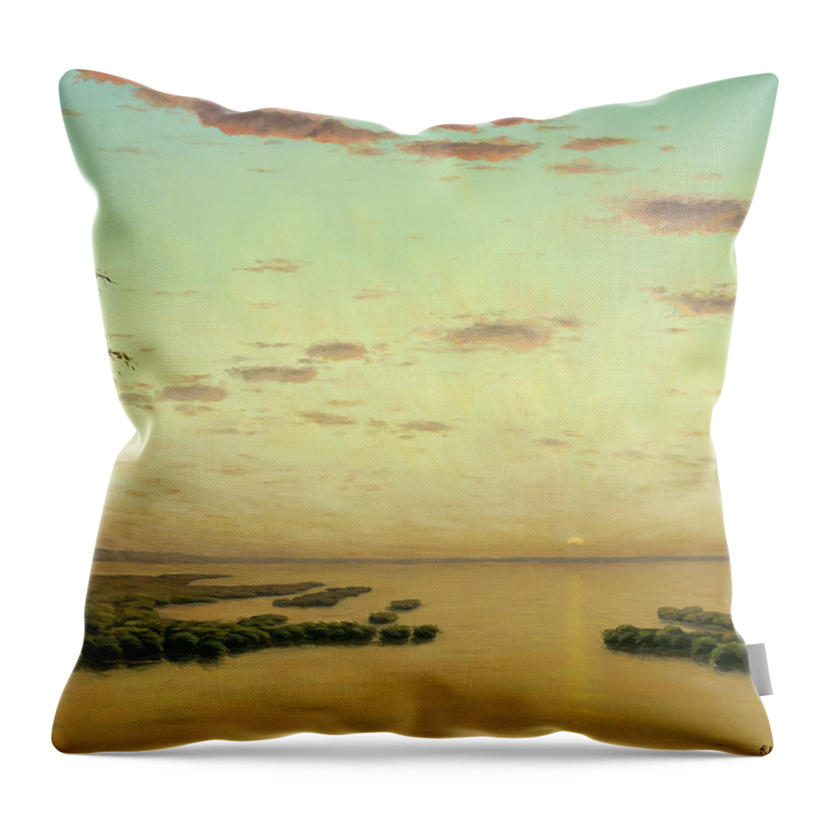 Landscape Throw Pillow featuring the painting Golden Sunset by Rick Hansen