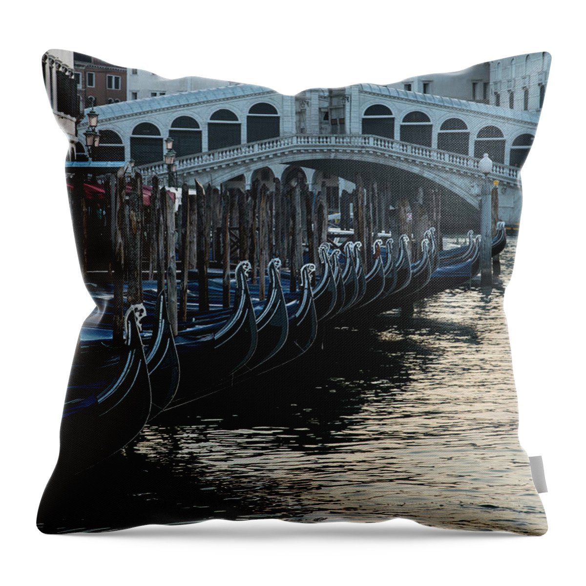 Canal Throw Pillow featuring the photograph Gondolas of Venice by Jaroslaw Blaminsky