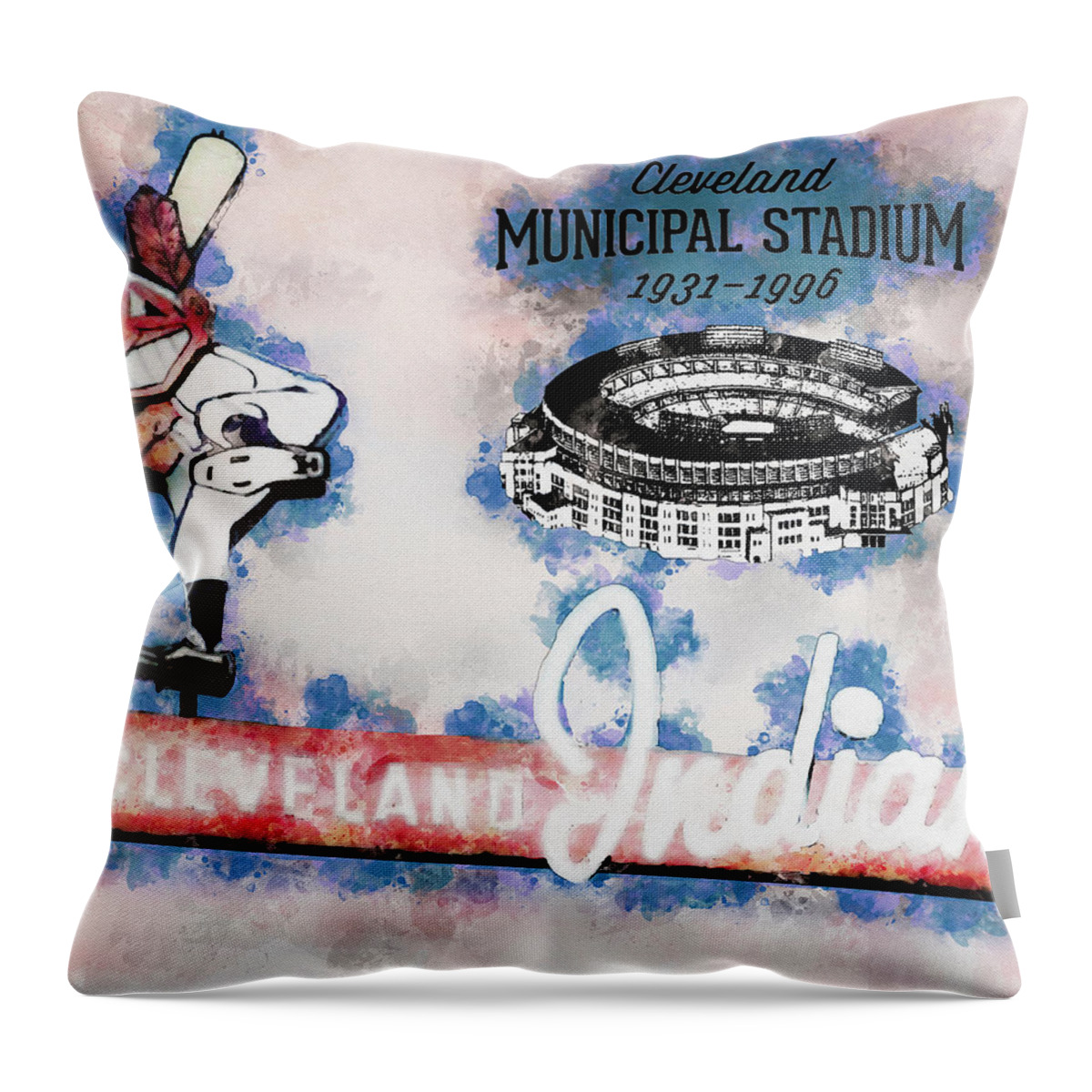 Cleveland Ohio Throw Pillow featuring the digital art Gone But Never Forgotten by Pheasant Run Gallery