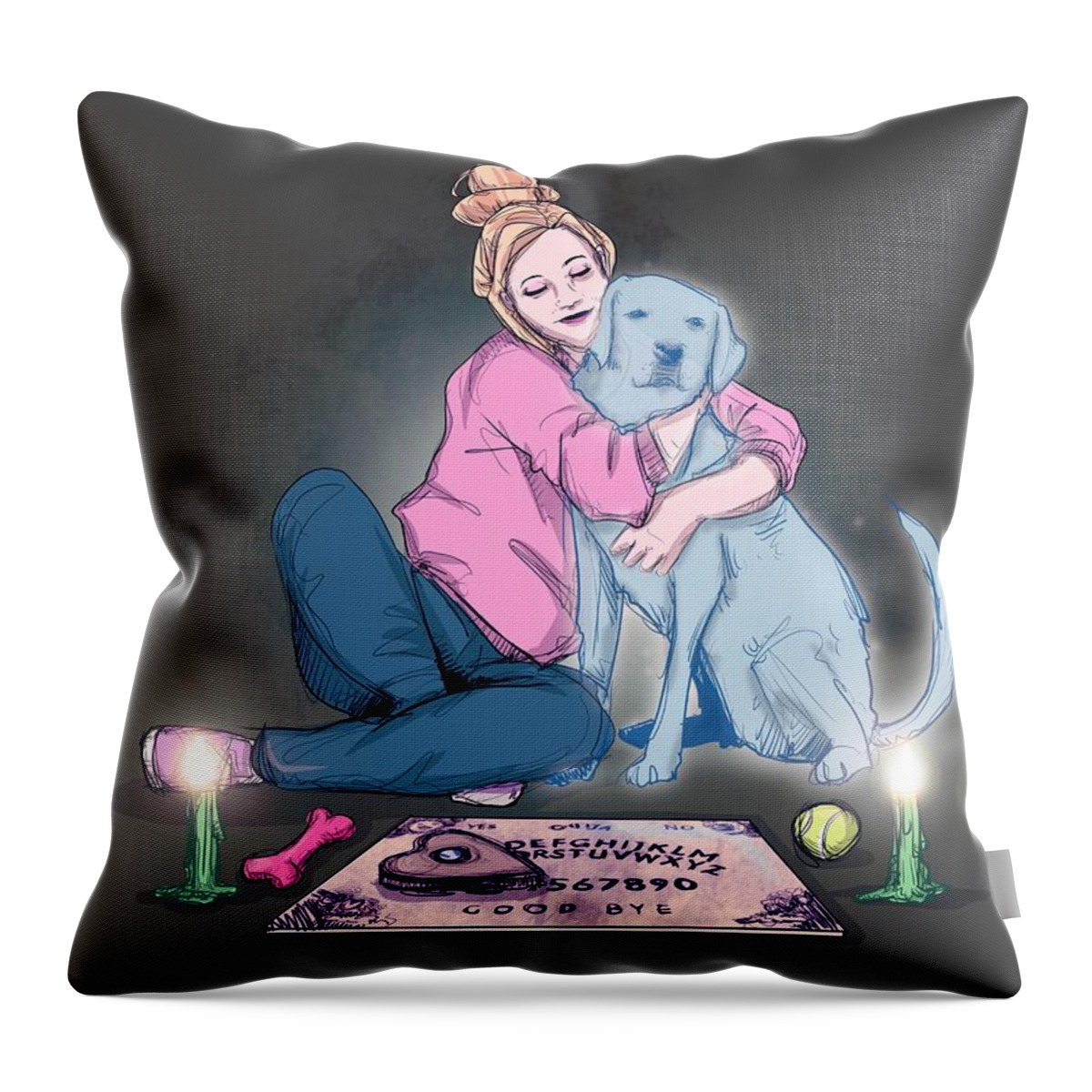 Good Boy Throw Pillow featuring the drawing Good Boy by Ludwig Van Bacon