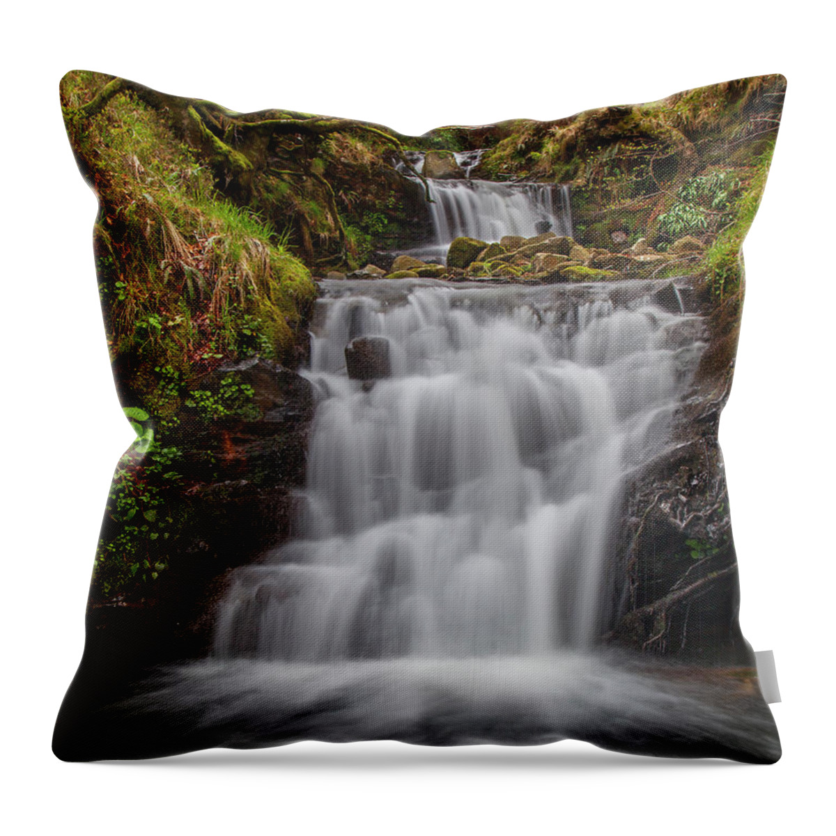 Scenics Throw Pillow featuring the photograph Gorbeia Waterfall by Martin Zalba