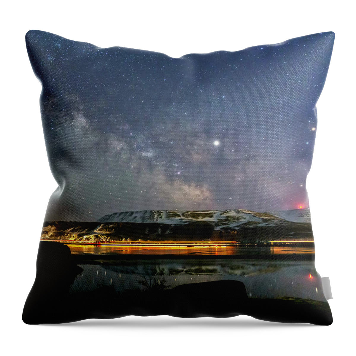 Night Throw Pillow featuring the photograph Gorge Milky Way by Cat Connor