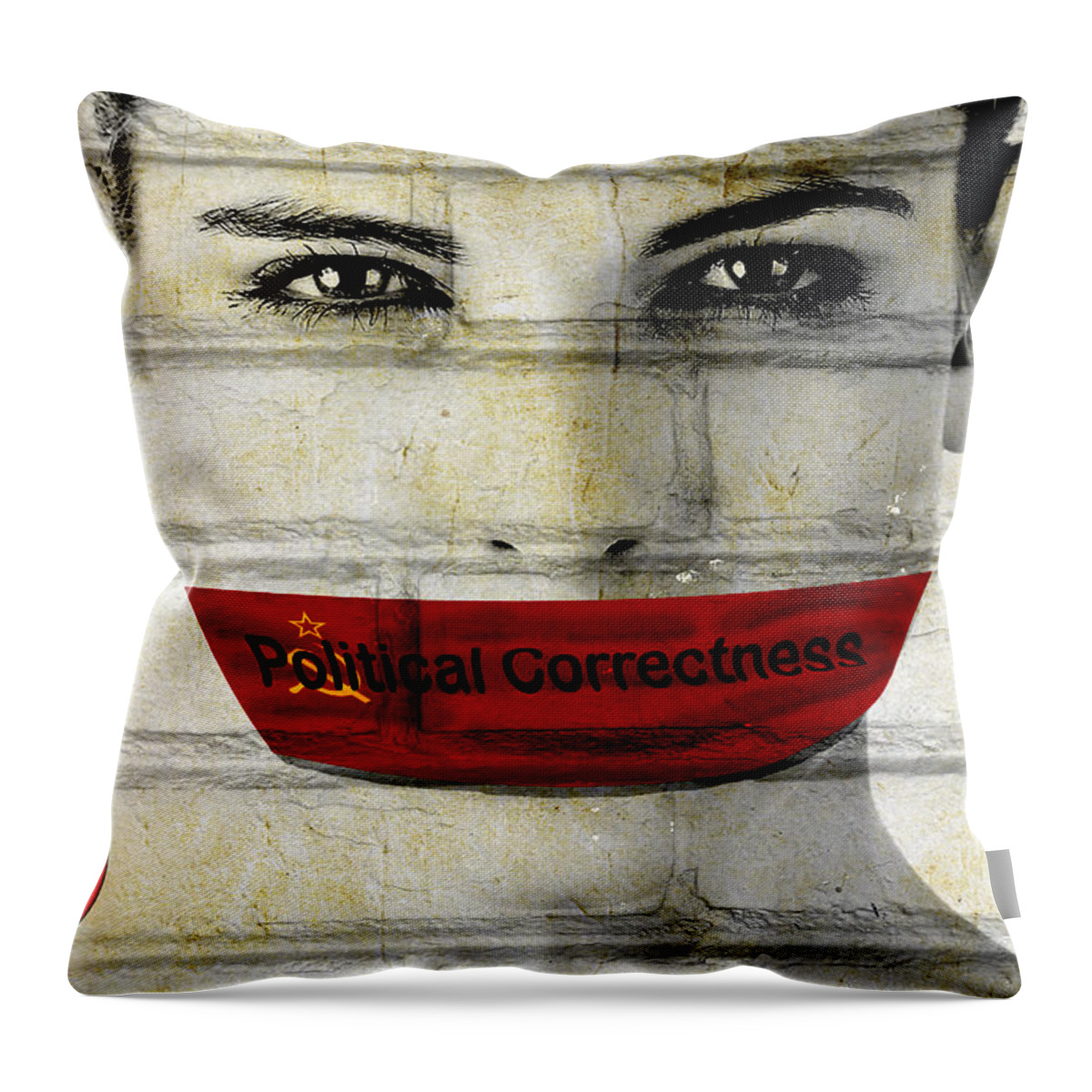 Potrait Throw Pillow featuring the digital art Government Oppression by Mel Beasley