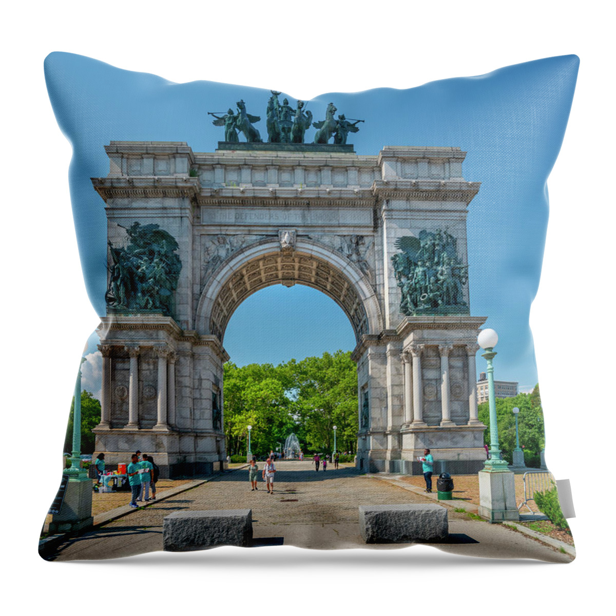 Estock Throw Pillow featuring the digital art Grand Army Plaza In Brooklyn Ny by Laura Zeid