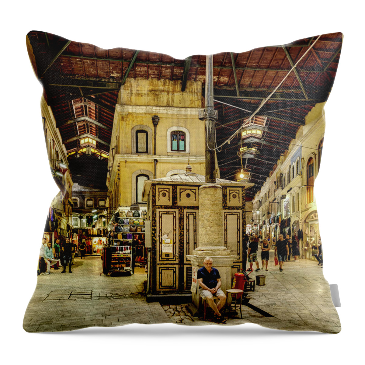 Grand Bazaar Istanbul Throw Pillow featuring the photograph Grand Bazaar Istanbul 02 by Weston Westmoreland