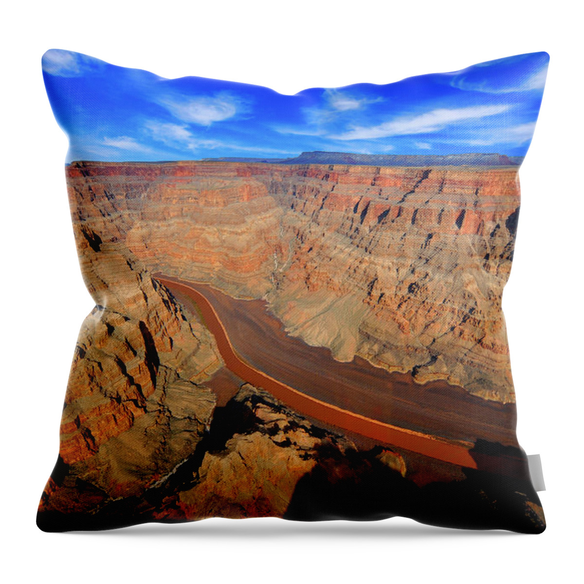 Scenics Throw Pillow featuring the photograph Grand Canyon & Colorado River by Photo By Prasit Chansareekorn