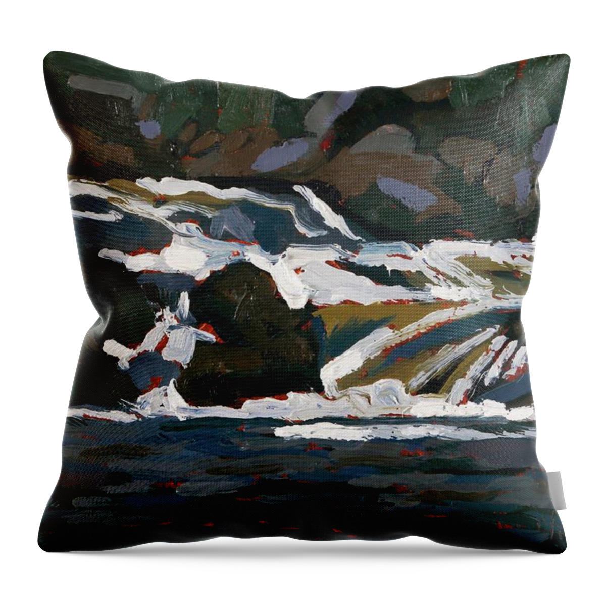2150 Throw Pillow featuring the painting Grande Chute Ledge Torrent by Phil Chadwick