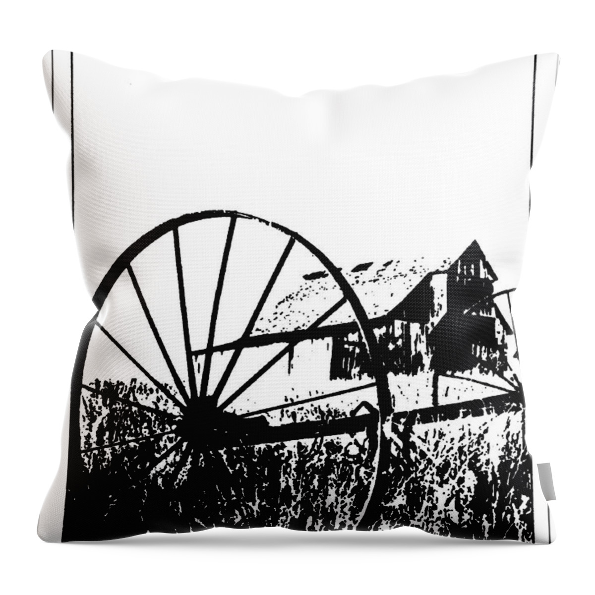 Photography Digital Art Abstract Black White Throw Pillow featuring the digital art Grandfather's Farm by Peggy Cooper-Hendon