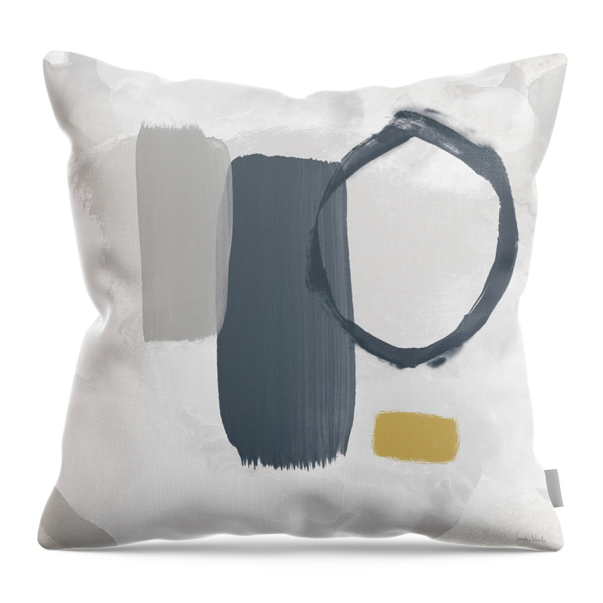 Abstract Throw Pillow featuring the mixed media Grayscale 2- Abstract Art by Linda Woods by Linda Woods