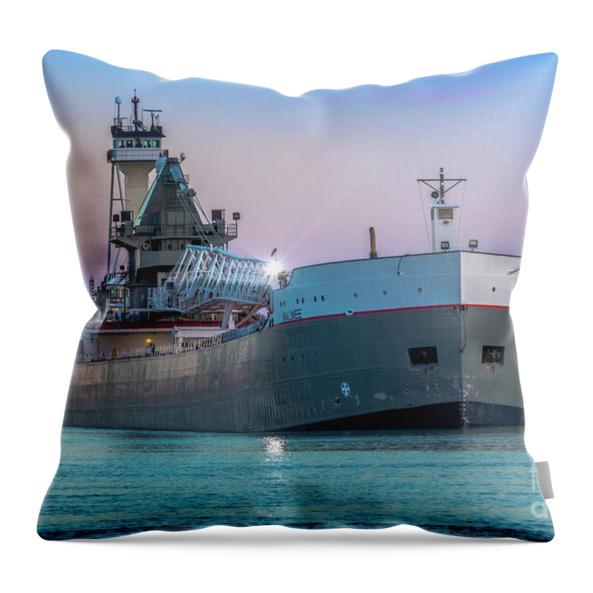 Great Lakes Freighter Throw Pillow featuring the photograph Great Lakes Freighter Victory Maumee -0812 by Norris Seward