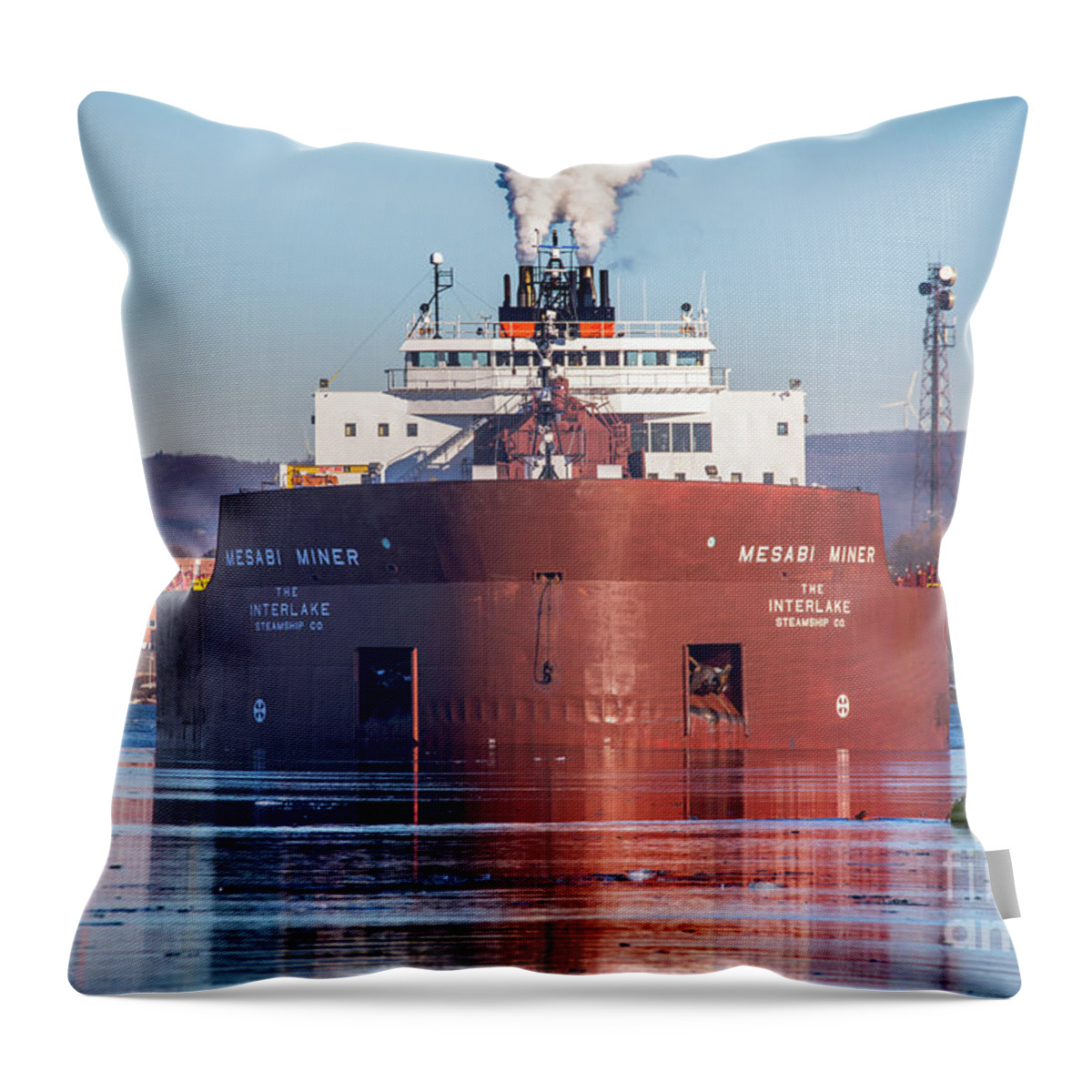 Great Lakes Throw Pillow featuring the photograph Great Lakes Freighters Mesabi Miner -0920 by Norris Seward