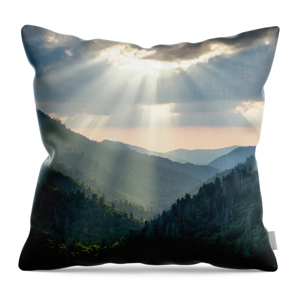 Landscape Throw Pillow featuring the photograph Great Smoky Mountains TN Smoky Mountain Spotlight by Robert Stephens