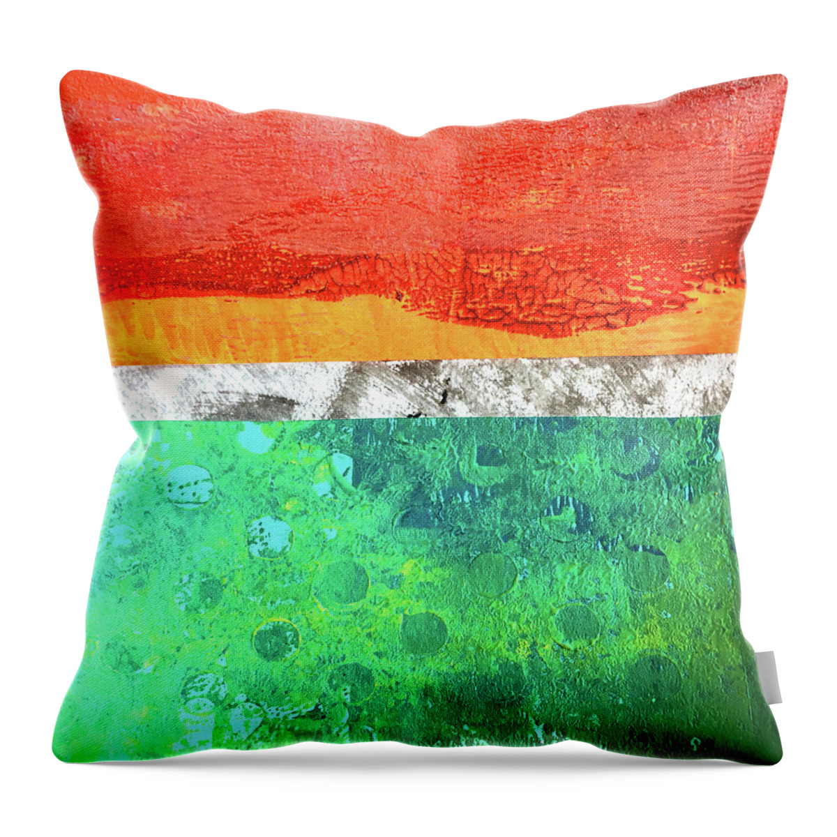 Painted Collage Throw Pillow featuring the painting Green Bay Abstract by Nancy Merkle