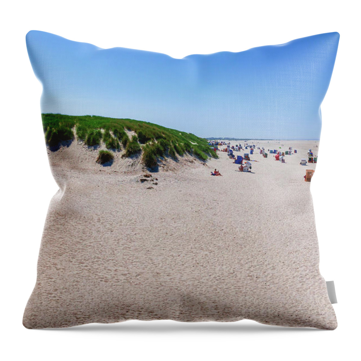 Wadden Sea Throw Pillow featuring the photograph Green dune in Amrum by Sun Travels