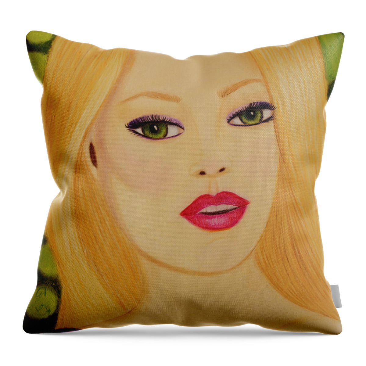 Fashion Throw Pillow featuring the painting Green Eyes by Dorothy Lee