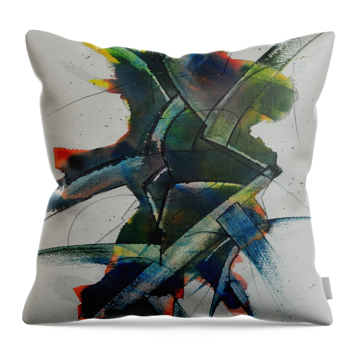 Abstract Throw Pillow featuring the painting Green Tea by John W Walker