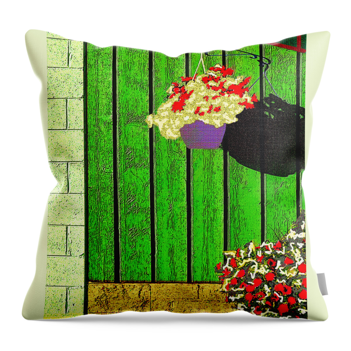 Fauvism Throw Pillow featuring the digital art Green Wall by Rod Whyte