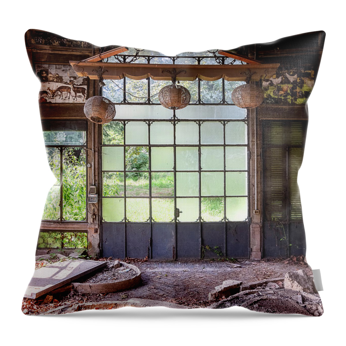 Urban Throw Pillow featuring the photograph Greenhouse Neo by Roman Robroek