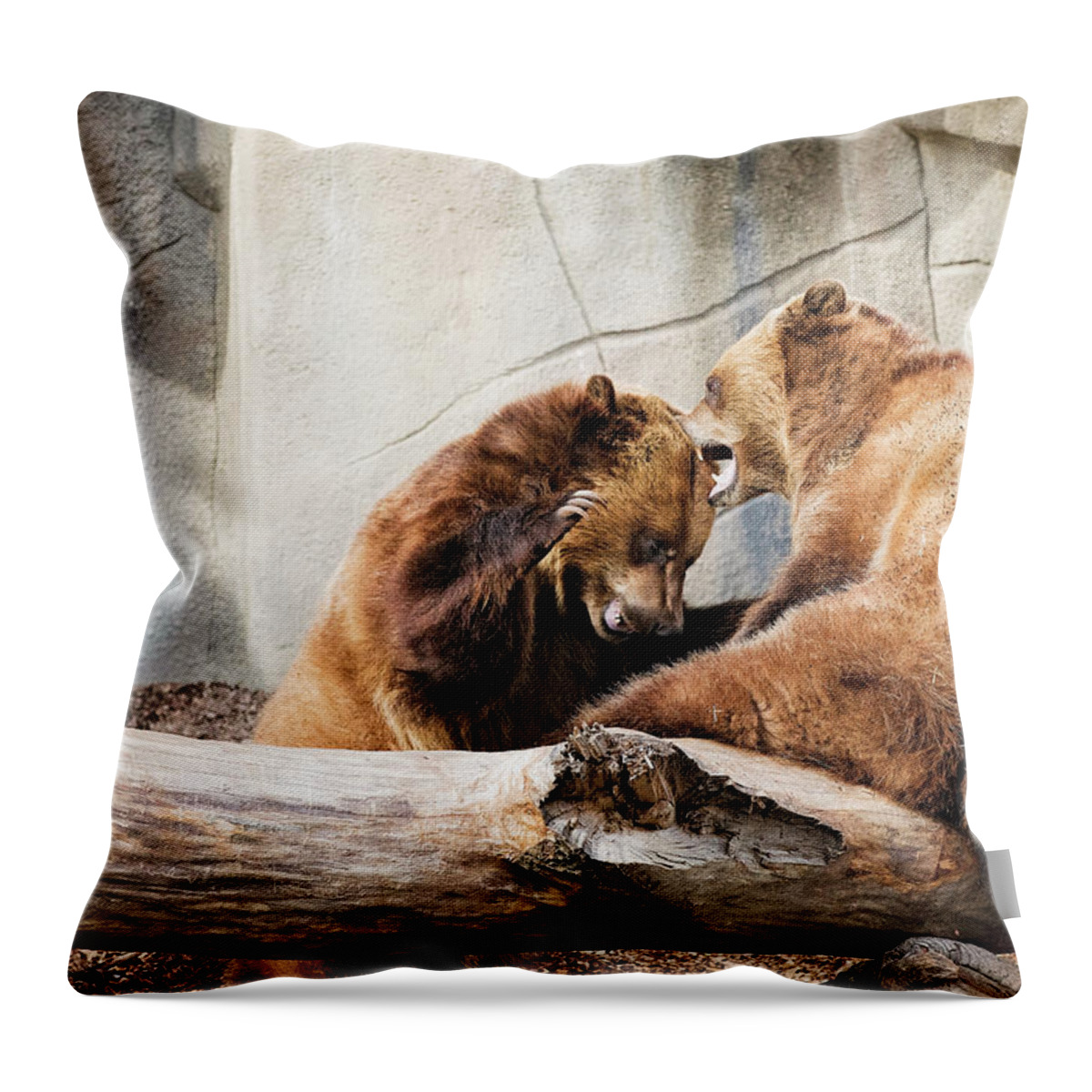 Grizzly Throw Pillow featuring the photograph Grizzly Play by Deborah Penland