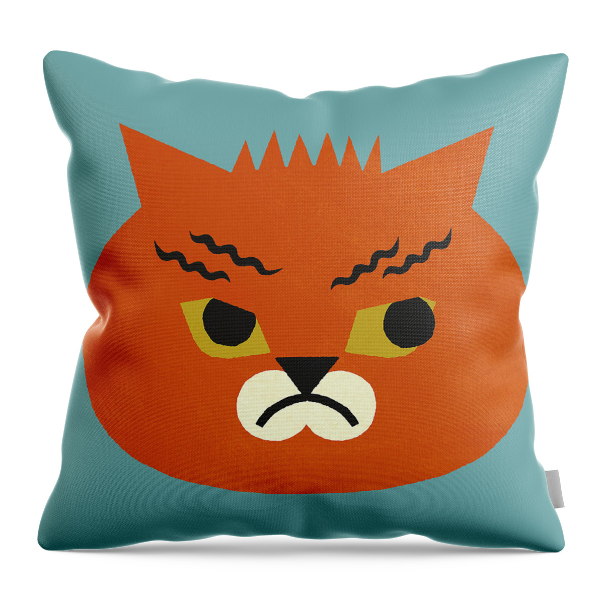 Anger Throw Pillow featuring the drawing Grumpy Cat by CSA Images