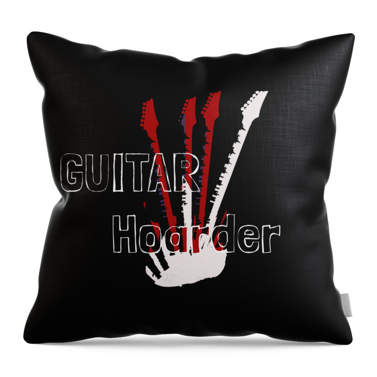 Guitar Throw Pillow featuring the digital art Guitar Hoarder by Guitarwacky Fine Art