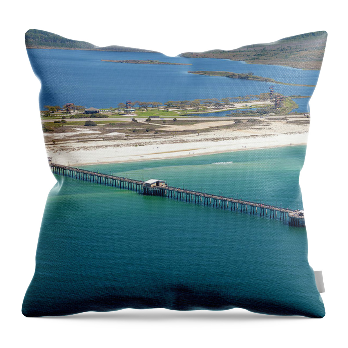 Gulf State Park Pier Throw Pillow featuring the photograph Gulf State Park Pier 7464N by Gulf Coast Aerials -