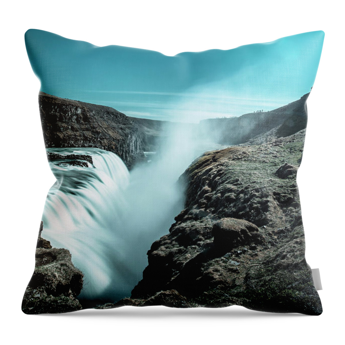 Scenics Throw Pillow featuring the photograph Gullfoss by Xavierarnau