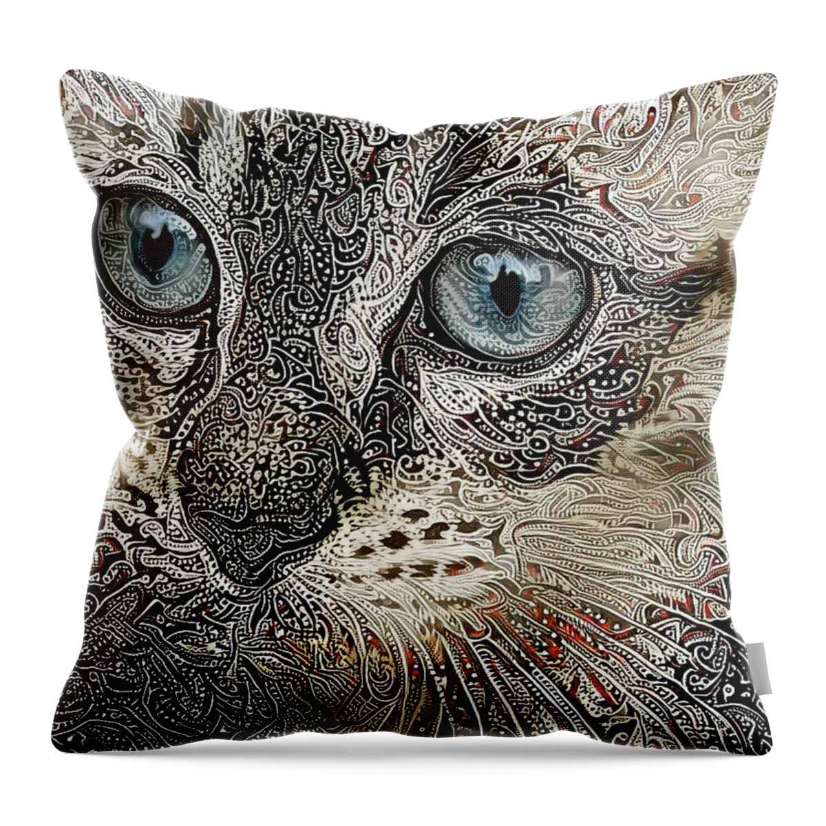 Siamese Cat Throw Pillow featuring the digital art Gypsy the Siamese Kitten by Peggy Collins