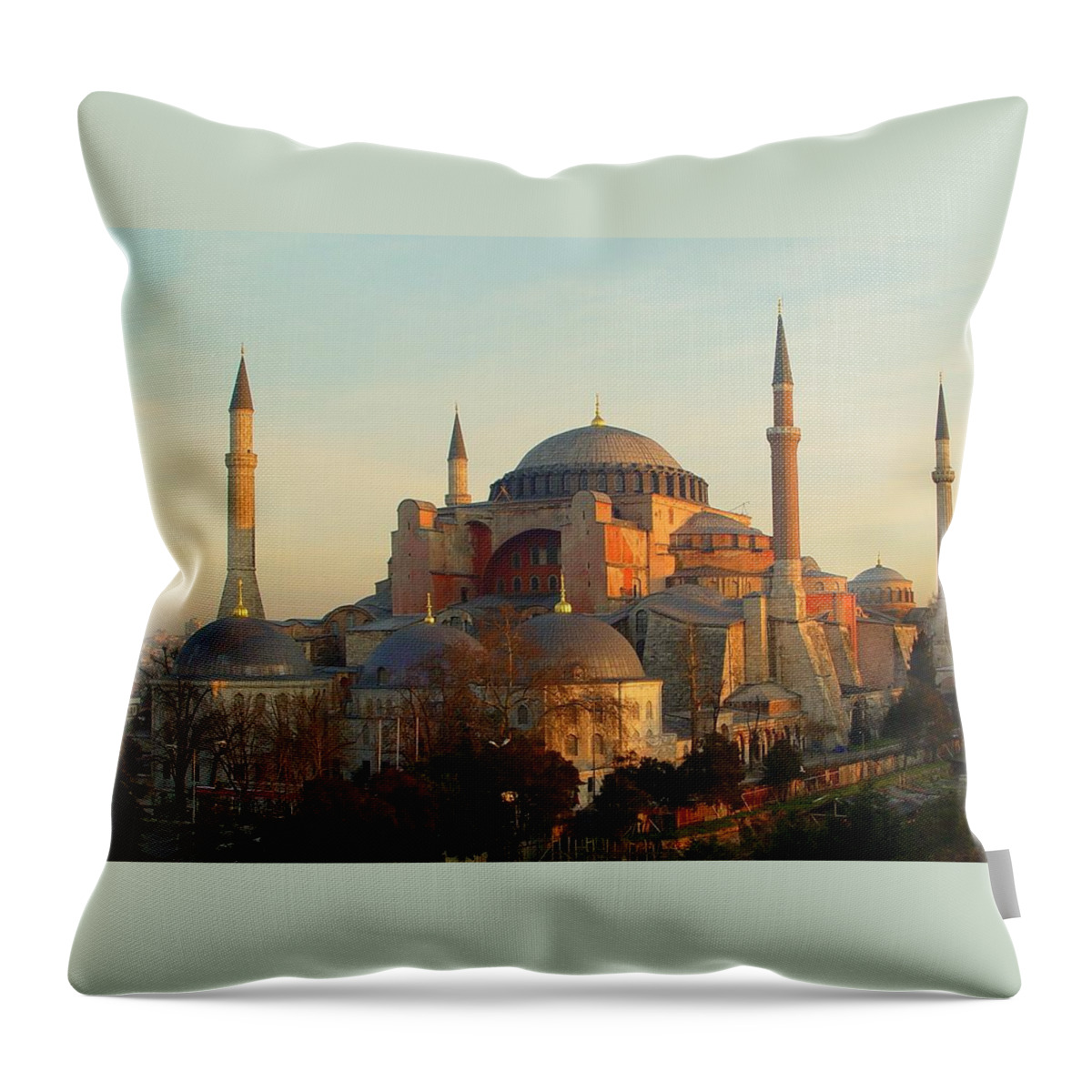 Istanbul Throw Pillow featuring the photograph Hagia Sofia At Dawn by Tim O'brien Photos