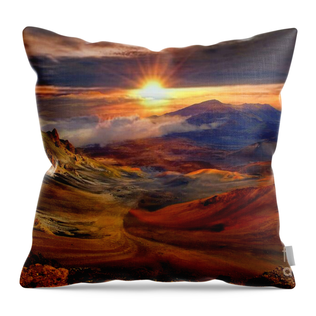 Maui Throw Pillow featuring the photograph Haleakala Sunrise by DJ Florek