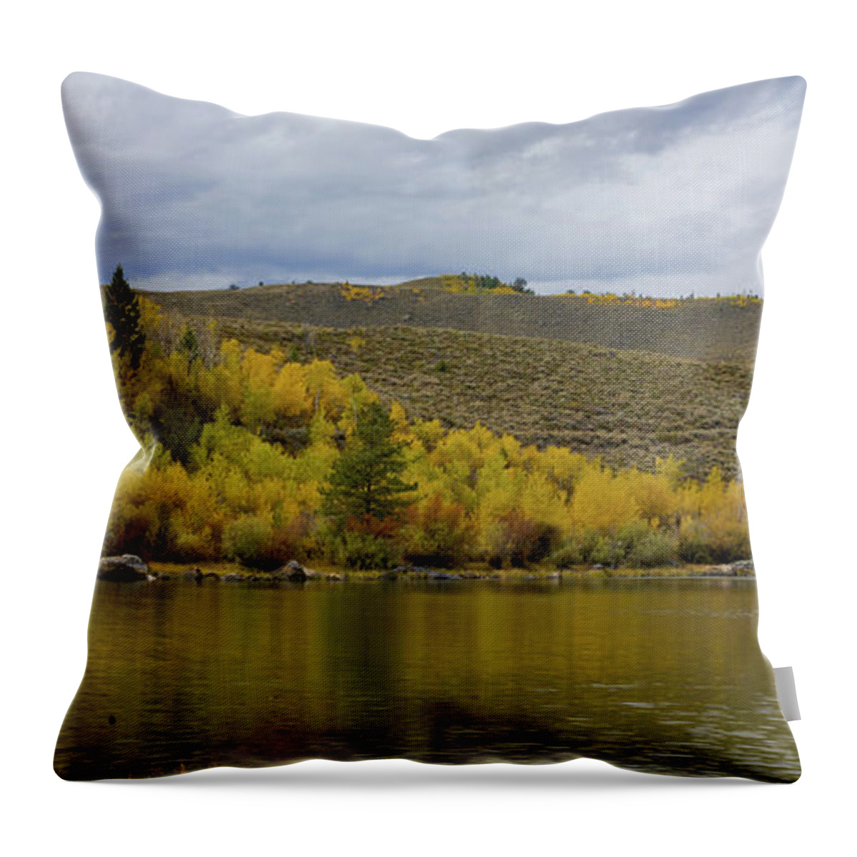 Fall Colors Throw Pillow featuring the photograph Half Moon Lake with Fall Colors by Julieta Belmont