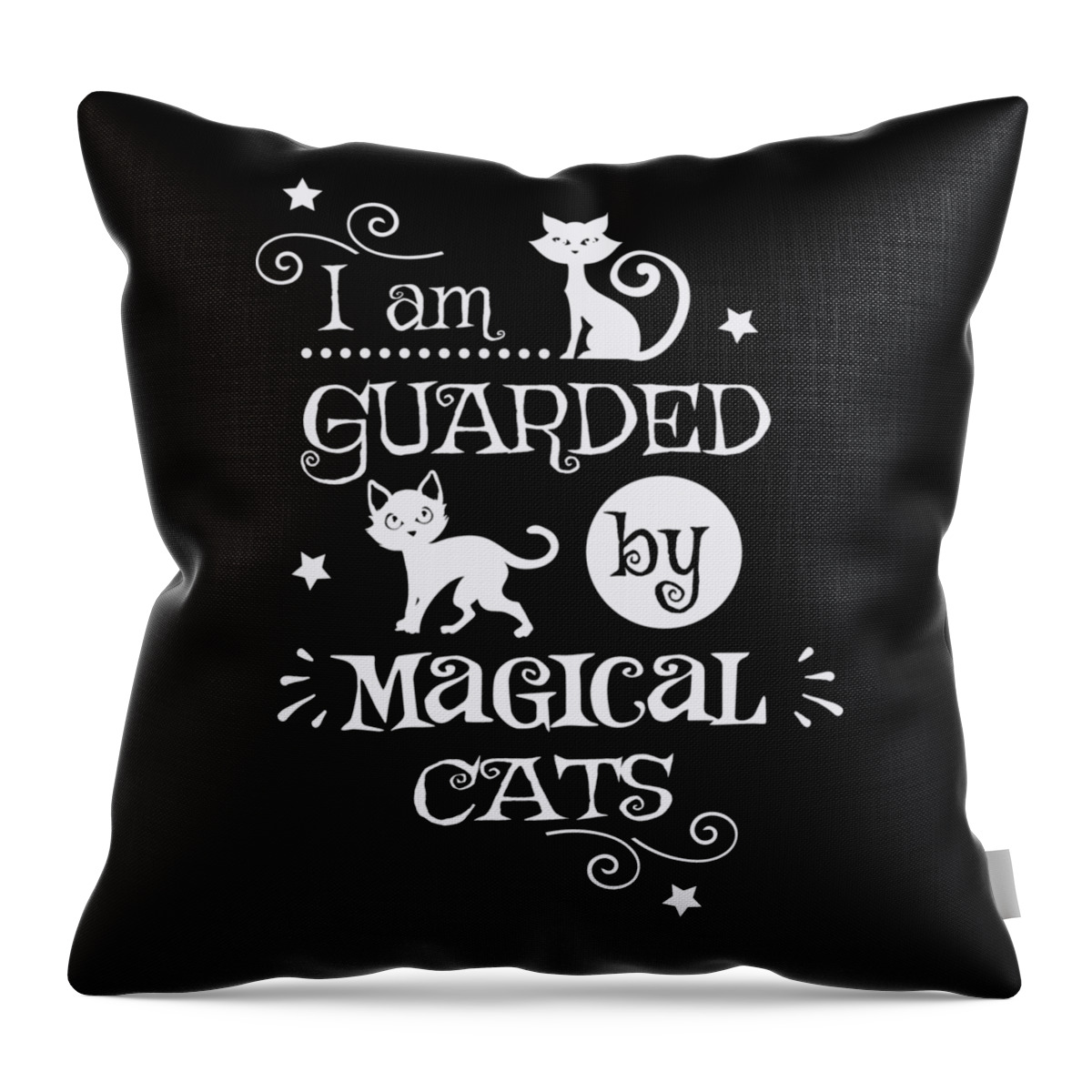 Halloween Throw Pillow featuring the digital art Halloween Decor I am guarded by magical cats by Matthias Hauser