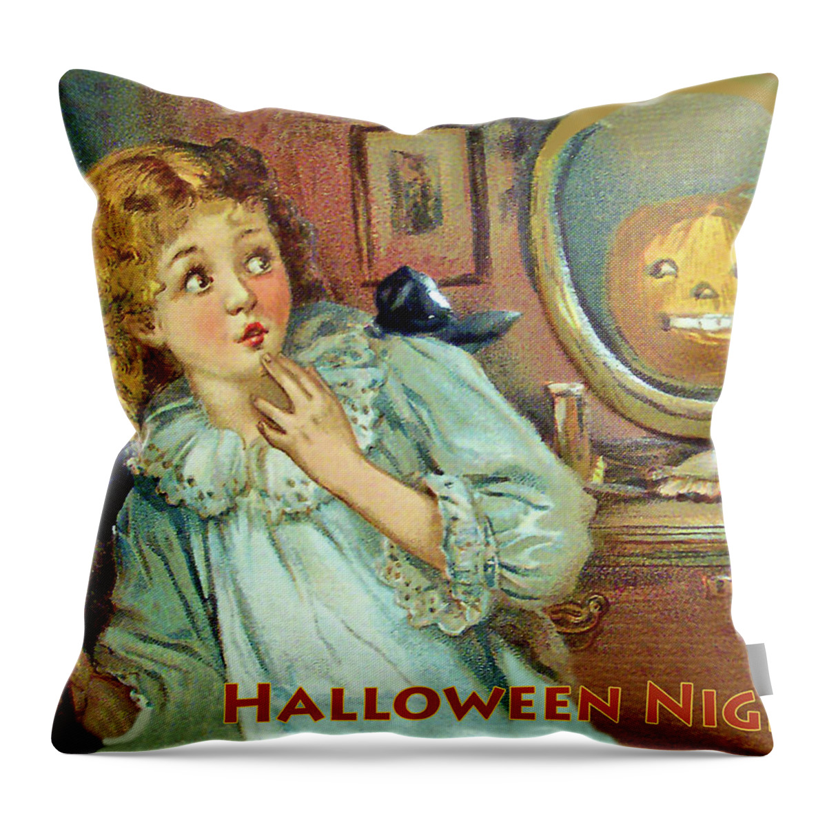 Scared Throw Pillow featuring the digital art Halloween glass look by Long Shot