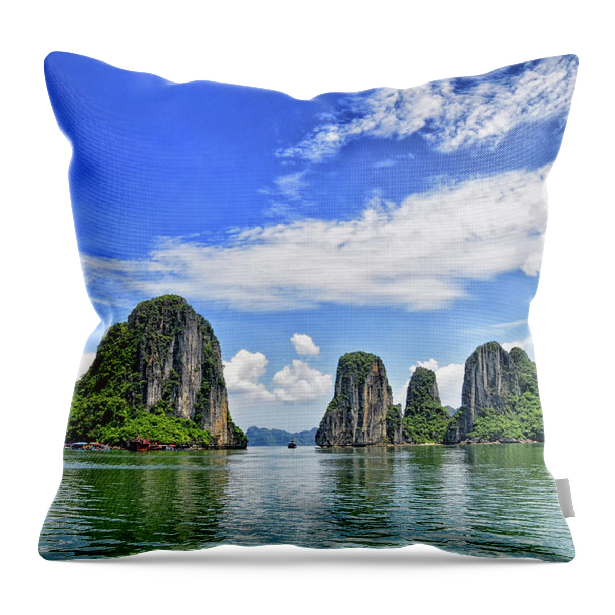 Scenics Throw Pillow featuring the photograph Halong Bay, Vietnam by Photo By Salvador Manaois Iii