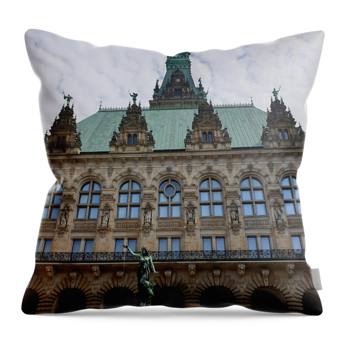 Hamburg Throw Pillow featuring the photograph Hamburg City Hall - Courtyard View by Yvonne Johnstone