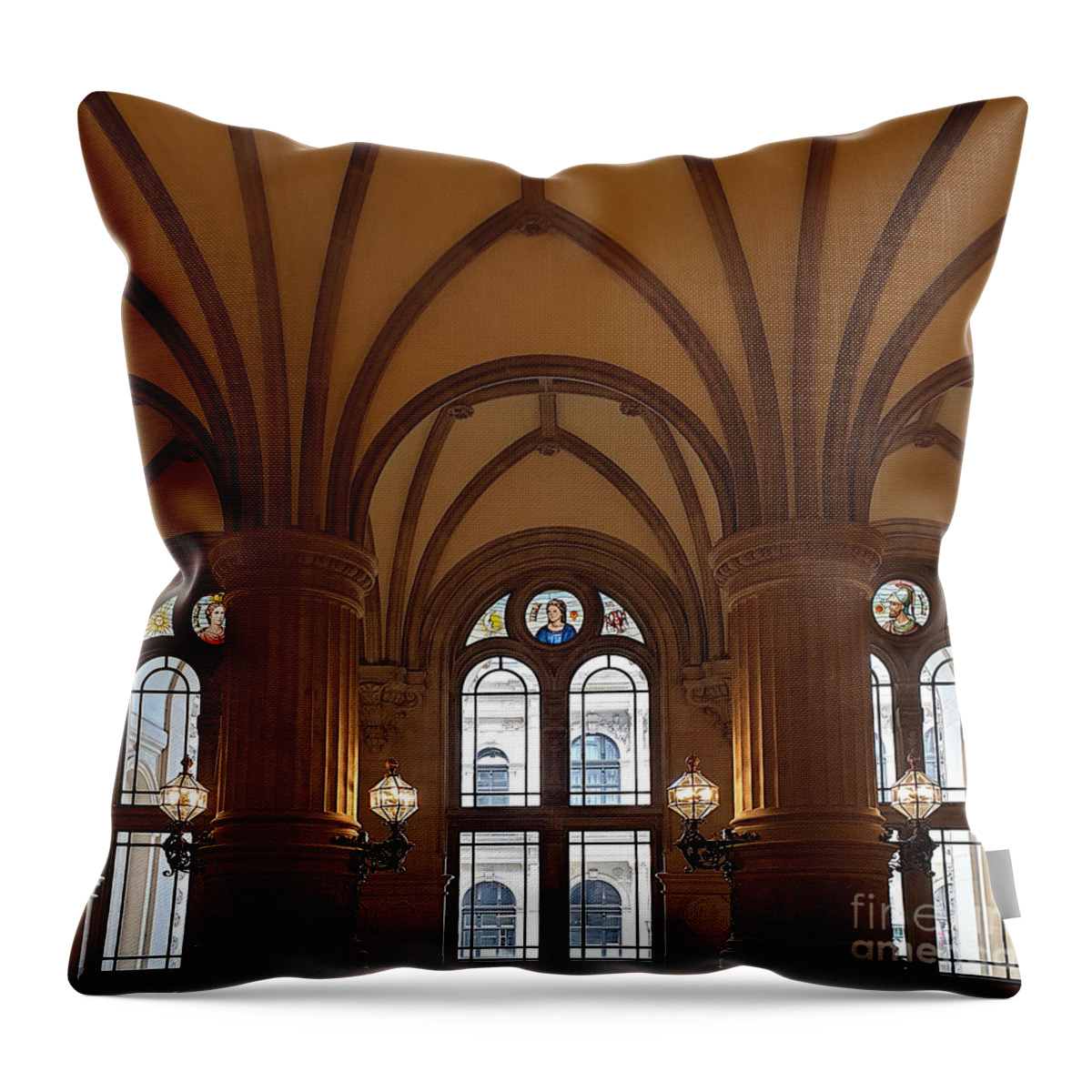 Hamburg Throw Pillow featuring the photograph Hamburg City Hall - Interior by Yvonne Johnstone