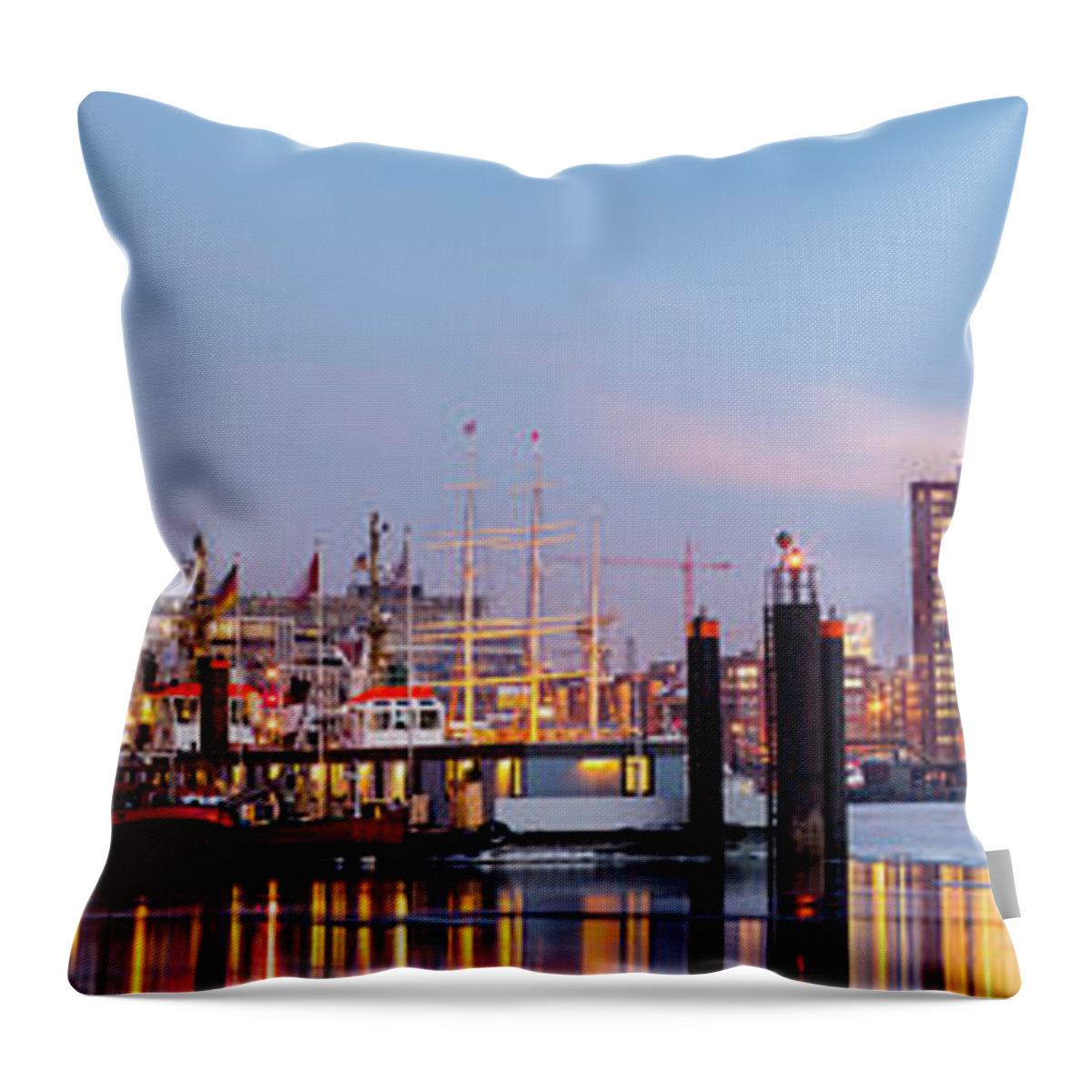 Trading Throw Pillow featuring the photograph Hamburg Harbour On Ice, Elbe River by Mf-guddyx