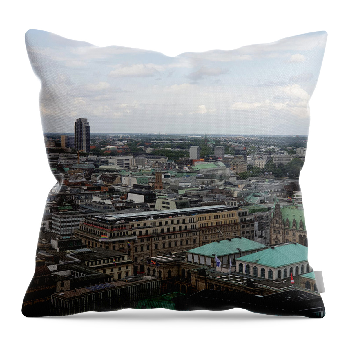 Hamburg Throw Pillow featuring the photograph Hamburg Rooftops View by Yvonne Johnstone