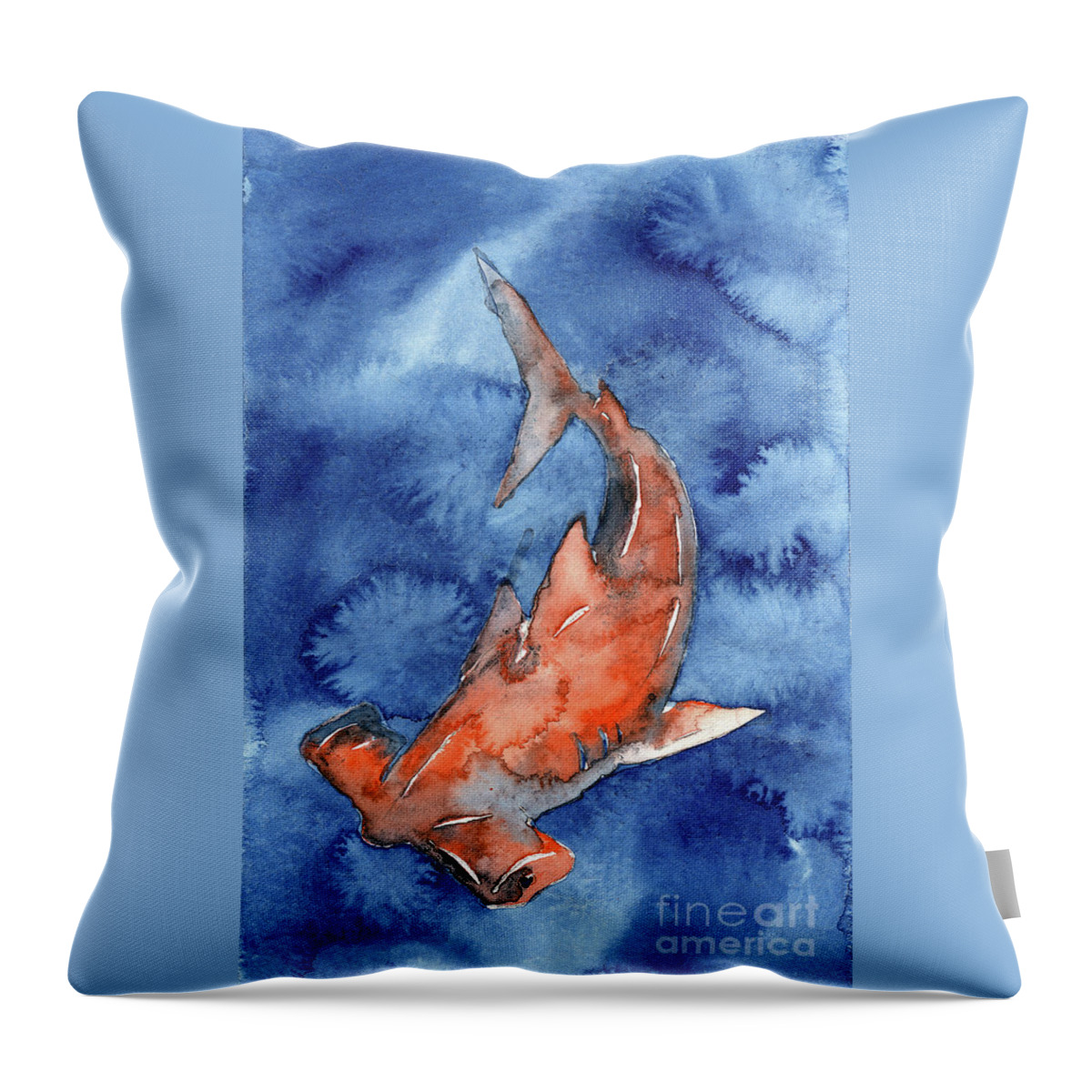 Animal Art Throw Pillow featuring the painting Hammerhead III by Ryan Fox