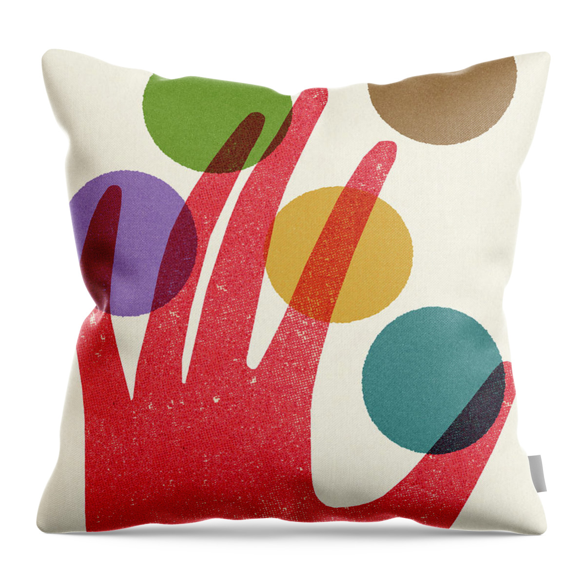 Abstract Throw Pillow featuring the drawing Hand and Five Balls by CSA Images