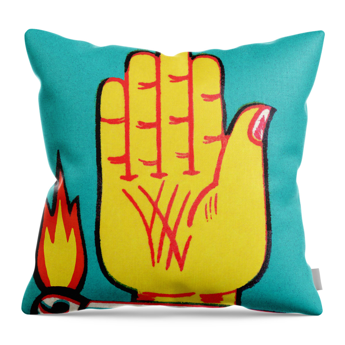 Blue Background Throw Pillow featuring the drawing Hand and match by CSA Images
