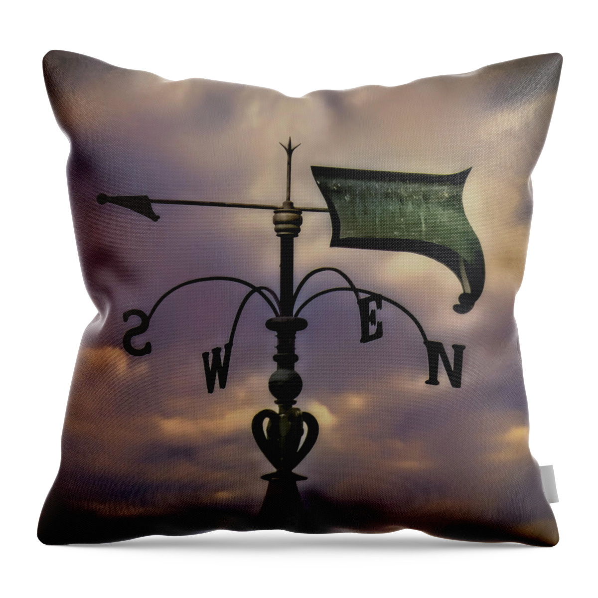 Weather Vane Throw Pillow featuring the photograph Hand Forged Medieval Weather Vane by Leslie Montgomery
