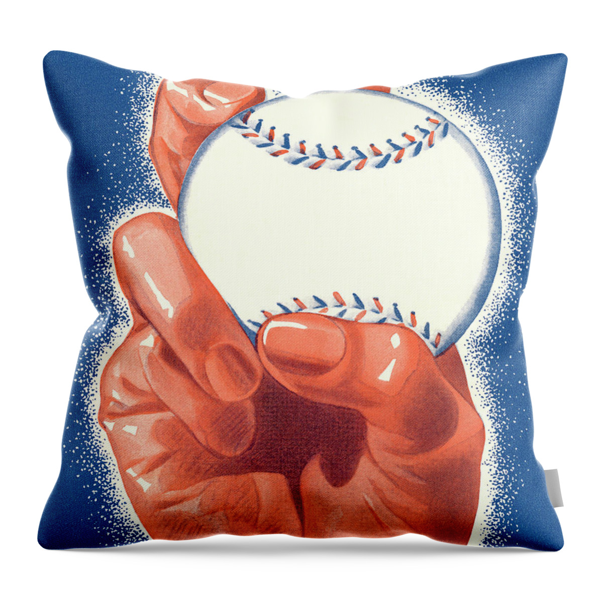 American Pastime Throw Pillow featuring the drawing Hand Gripping a Baseball by CSA Images