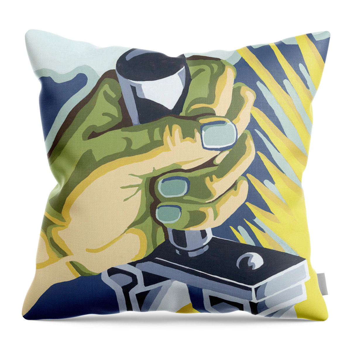 Burst Throw Pillow featuring the drawing Hand Holding a Handle by CSA Images
